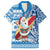 Hawaii Mele Kalikimaka Family Matching Long Sleeve Bodycon Dress and Hawaiian Shirt Santa Claus Surfing with Hawaiian Pattern Striped Blue Style LT03 Dad's Shirt - Short Sleeve Blue - Polynesian Pride