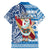 Hawaii Mele Kalikimaka Family Matching Long Sleeve Bodycon Dress and Hawaiian Shirt Santa Claus Surfing with Hawaiian Pattern Striped Blue Style LT03 - Polynesian Pride