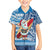 Hawaii Mele Kalikimaka Family Matching Long Sleeve Bodycon Dress and Hawaiian Shirt Santa Claus Surfing with Hawaiian Pattern Striped Blue Style LT03 Son's Shirt Blue - Polynesian Pride