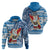 Hawaii Mele Kalikimaka Hoodie Santa Claus Surfing with Hawaiian Pattern Striped Blue Style LT03 - Polynesian Pride