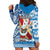 Hawaii Mele Kalikimaka Hoodie Dress Santa Claus Surfing with Hawaiian Pattern Striped Blue Style LT03 - Polynesian Pride