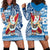 Hawaii Mele Kalikimaka Hoodie Dress Santa Claus Surfing with Hawaiian Pattern Striped Blue Style LT03 - Polynesian Pride