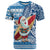 Hawaii Mele Kalikimaka T Shirt Santa Claus Surfing with Hawaiian Pattern Striped Blue Style LT03 Blue - Polynesian Pride