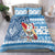 Custom Hawaii Mele Kalikimaka Bedding Set Santa Claus Surfing with Hawaiian Pattern Striped Blue Style LT03 - Polynesian Pride