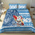 Custom Hawaii Mele Kalikimaka Bedding Set Santa Claus Surfing with Hawaiian Pattern Striped Blue Style LT03 - Polynesian Pride