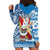 Custom Hawaii Mele Kalikimaka Hoodie Dress Santa Claus Surfing with Hawaiian Pattern Striped Blue Style LT03 - Polynesian Pride