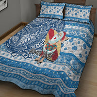 Custom Hawaii Mele Kalikimaka Quilt Bed Set Santa Claus Surfing with Hawaiian Pattern Striped Blue Style LT03 - Polynesian Pride