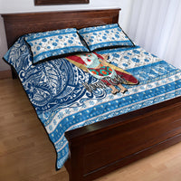 Custom Hawaii Mele Kalikimaka Quilt Bed Set Santa Claus Surfing with Hawaiian Pattern Striped Blue Style LT03 - Polynesian Pride