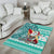 Hawaii Mele Kalikimaka Area Rug Santa Claus Surfing with Hawaiian Pattern Striped Turquoise Style LT03 - Polynesian Pride