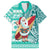 Hawaii Mele Kalikimaka Hawaiian Shirt Santa Claus Surfing with Hawaiian Pattern Striped Turquoise Style LT03 Turquoise - Polynesian Pride