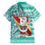 Hawaii Mele Kalikimaka Hawaiian Shirt Santa Claus Surfing with Hawaiian Pattern Striped Turquoise Style LT03 - Polynesian Pride