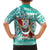 Hawaii Mele Kalikimaka Hawaiian Shirt Santa Claus Surfing with Hawaiian Pattern Striped Turquoise Style LT03 - Polynesian Pride