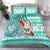 Custom Hawaii Mele Kalikimaka Bedding Set Santa Claus Surfing with Hawaiian Pattern Striped Turquoise Style LT03 - Polynesian Pride