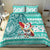 Custom Hawaii Mele Kalikimaka Bedding Set Santa Claus Surfing with Hawaiian Pattern Striped Turquoise Style LT03 - Polynesian Pride