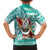 Custom Hawaii Mele Kalikimaka Family Matching Tank Maxi Dress and Hawaiian Shirt Santa Claus Surfing with Hawaiian Pattern Striped Turquoise Style LT03 - Polynesian Pride