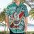 Custom Hawaii Mele Kalikimaka Hawaiian Shirt Santa Claus Surfing with Hawaiian Pattern Striped Turquoise Style LT03 - Polynesian Pride