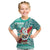 Custom Hawaii Mele Kalikimaka Kid T Shirt Santa Claus Surfing with Hawaiian Pattern Striped Turquoise Style LT03 Turquoise - Polynesian Pride