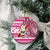 Hawaii Mele Kalikimaka Ceramic Ornament Santa Claus Surfing with Hawaiian Pattern Striped Pink Style LT03 - Polynesian Pride