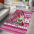 Custom Hawaii Mele Kalikimaka Area Rug Santa Claus Surfing with Hawaiian Pattern Striped Pink Style LT03 - Polynesian Pride