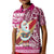 Custom Hawaii Mele Kalikimaka Kid Polo Shirt Santa Claus Surfing with Hawaiian Pattern Striped Pink Style LT03 Kid Pink - Polynesian Pride