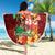 Hawaii Mele Kalikimaka Beach Blanket Santa Claus and Hula Girl Tropical Folwer with Hawaiian Pattern LT03 - Polynesian Pride