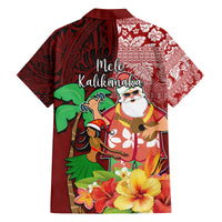 Hawaii Mele Kalikimaka Family Matching Long Sleeve Bodycon Dress and Hawaiian Shirt Santa Claus and Hula Girl Tropical Folwer with Hawaiian Pattern LT03 - Polynesian Pride