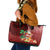 Hawaii Mele Kalikimaka Leather Tote Bag Santa Claus and Hula Girl Tropical Folwer with Hawaiian Pattern LT03 Red - Polynesian Pride