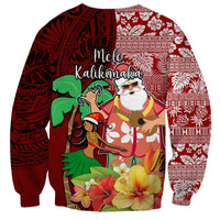 Hawaii Mele Kalikimaka Sweatshirt Santa Claus and Hula Girl Tropical Folwer with Hawaiian Pattern LT03 - Polynesian Pride