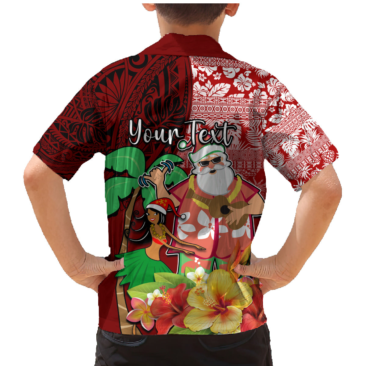 Custom Hawaii Mele Kalikimaka Family Matching Mermaid Dress and Hawaiian Shirt Santa Claus and Hula Girl Tropical Folwer with Hawaiian Pattern LT03 - Polynesian Pride