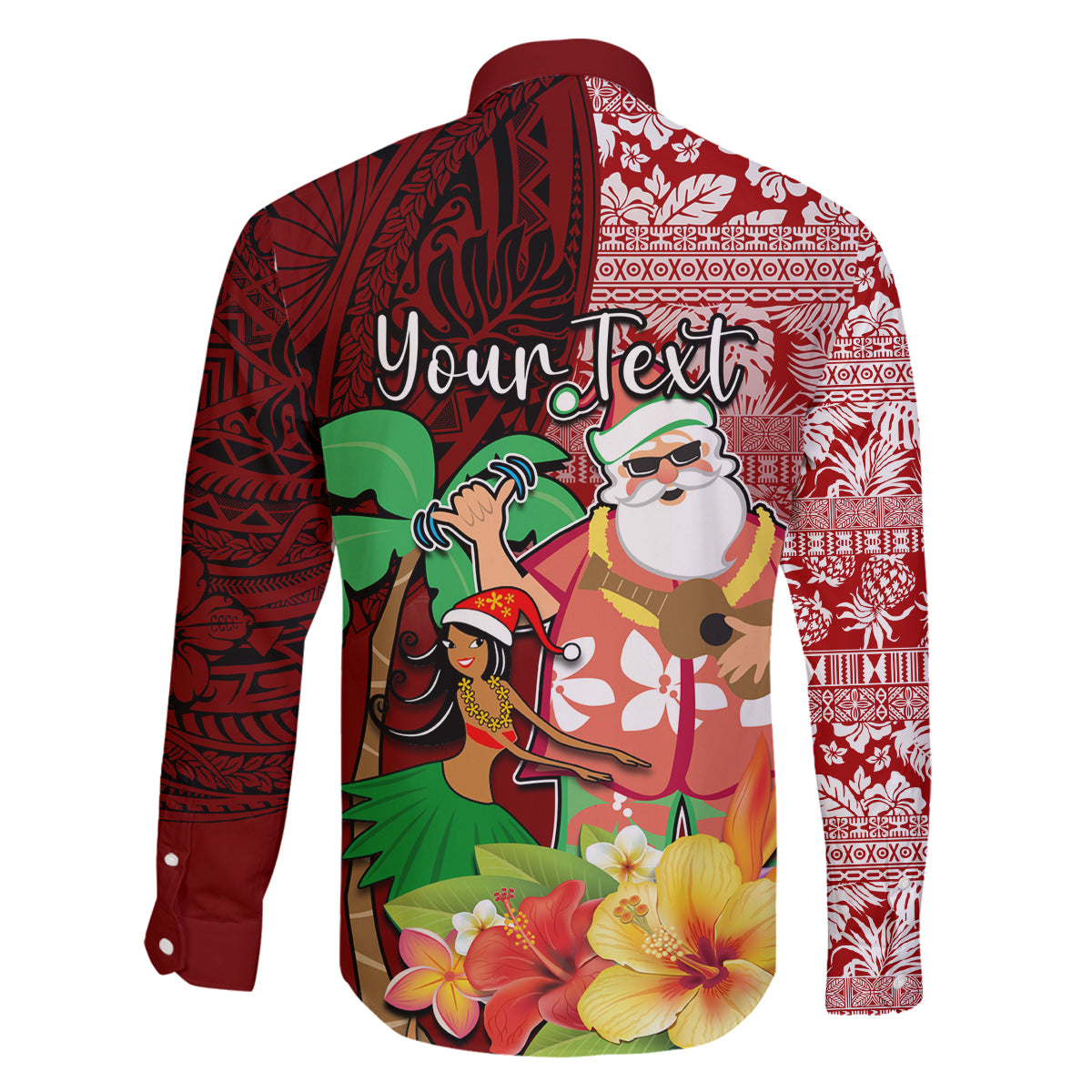 Custom Hawaii Mele Kalikimaka Family Matching Mermaid Dress and Hawaiian Shirt Santa Claus and Hula Girl Tropical Folwer with Hawaiian Pattern LT03 - Polynesian Pride