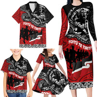 Aotearoa Toitu Te Tiriti Family Matching Long Sleeve Bodycon Dress and Hawaiian Shirt Honoring Te Tiriti o Waitangi Maori Haka LT03 - Polynesian Pride