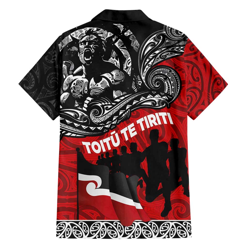 Aotearoa Toitu Te Tiriti Family Matching Off Shoulder Short Dress and Hawaiian Shirt Honoring Te Tiriti o Waitangi Maori Haka LT03 - Polynesian Pride