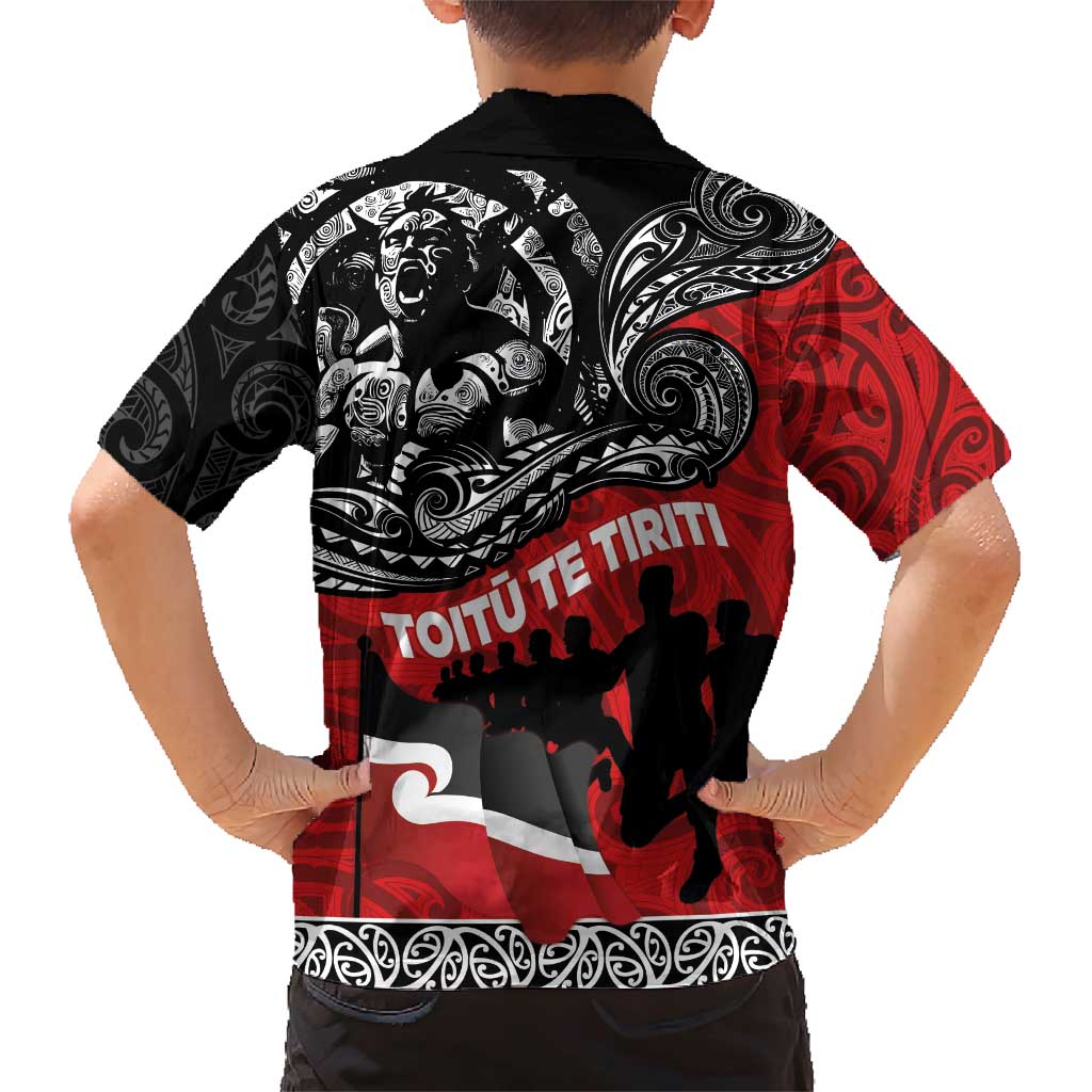 Aotearoa Toitu Te Tiriti Family Matching Short Sleeve Bodycon Dress and Hawaiian Shirt Honoring Te Tiriti o Waitangi Maori Haka LT03 - Polynesian Pride