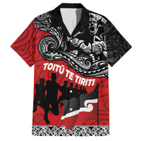 Aotearoa Toitu Te Tiriti Family Matching Short Sleeve Bodycon Dress and Hawaiian Shirt Honoring Te Tiriti o Waitangi Maori Haka LT03 Dad's Shirt - Short Sleeve Red - Polynesian Pride