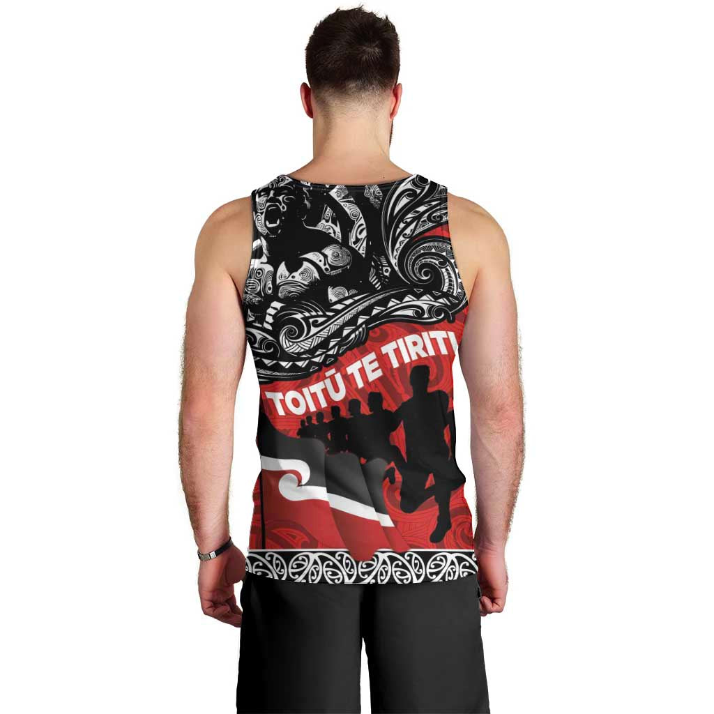 Aotearoa Toitu Te Tiriti Men Tank Top Honoring Te Tiriti o Waitangi Maori Haka