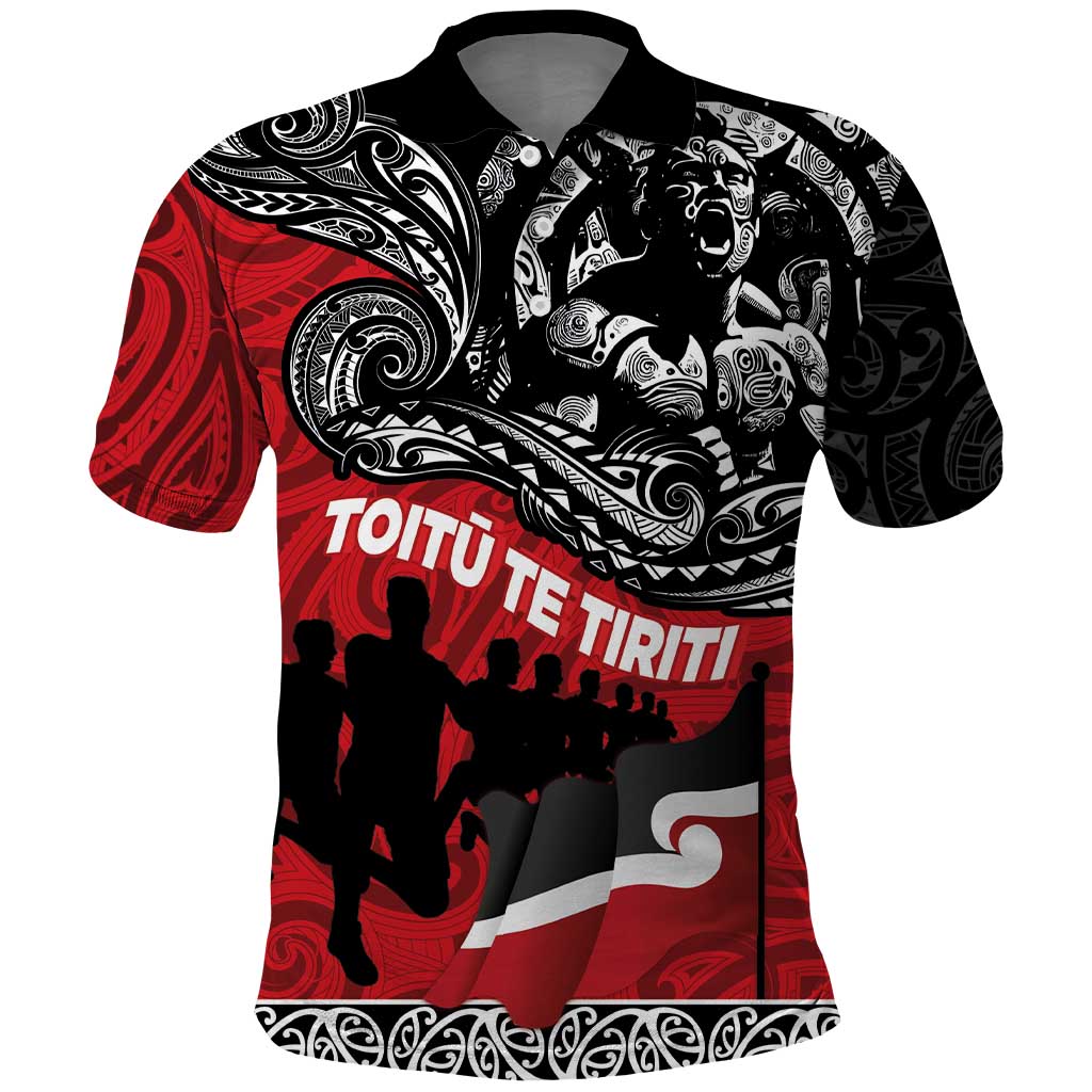 Aotearoa Toitu Te Tiriti Polo Shirt Honoring Te Tiriti o Waitangi Maori Haka LT03 Red - Polynesian Pride