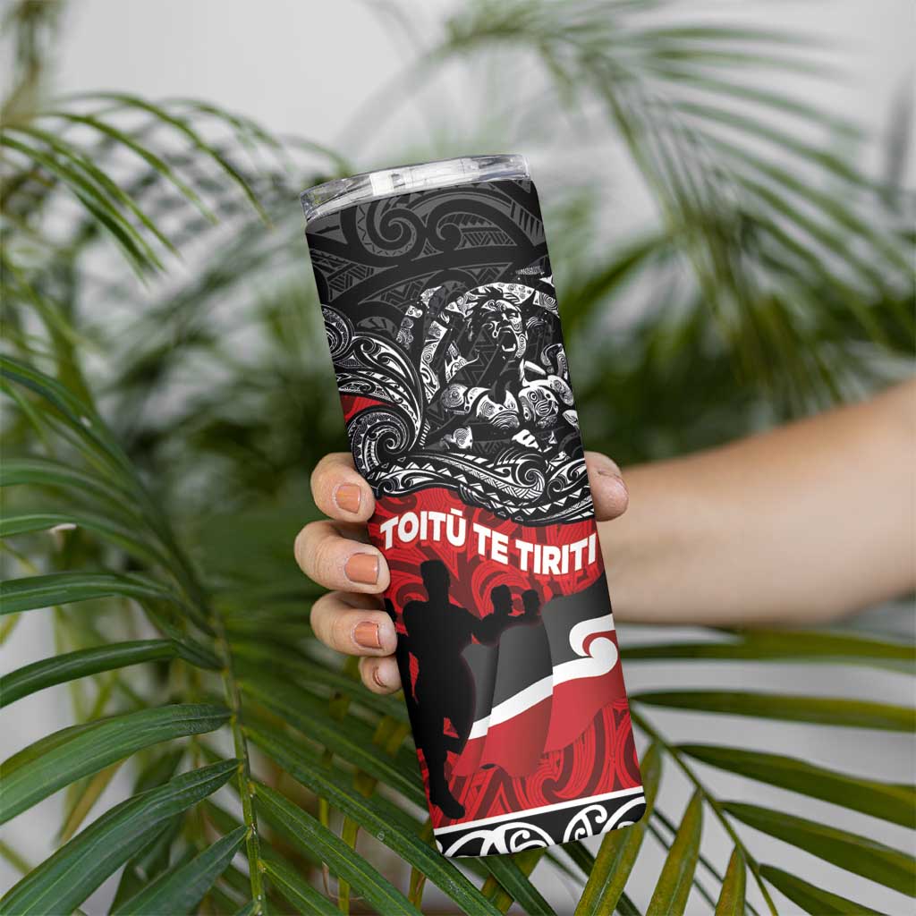 Aotearoa Toitu Te Tiriti Skinny Tumbler Honoring Te Tiriti o Waitangi - Maori Haka LT03 - Polynesian Pride