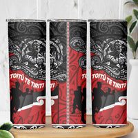 Aotearoa Toitu Te Tiriti Skinny Tumbler Honoring Te Tiriti o Waitangi - Maori Haka LT03 - Polynesian Pride