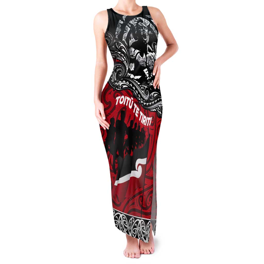 Aotearoa Toitu Te Tiriti Tank Maxi Dress Honoring Te Tiriti o Waitangi Maori Haka