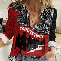 Aotearoa Toitu Te Tiriti Women Casual Shirt Honoring Te Tiriti o Waitangi Maori Haka LT03 Female Red - Polynesian Pride