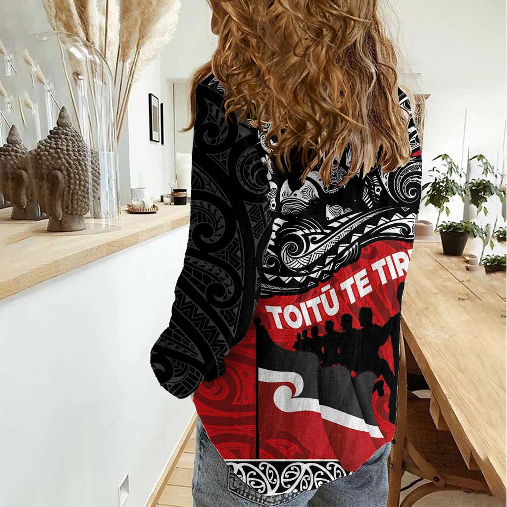 Aotearoa Toitu Te Tiriti Women Casual Shirt Honoring Te Tiriti o Waitangi Maori Haka LT03 - Polynesian Pride