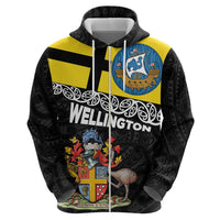 New Zealand Wellington Zip Hoodie The Capital's Emblems Flag and Koru Art LT03 - Polynesian Pride
