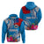 Personalised Samoa Coat Of Arms Hoodie Tropical Flower Blue Polynesian Pattern LT03 - Polynesian Pride