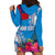 Personalised Samoa Coat Of Arms Hoodie Dress Tropical Flower Blue Polynesian Pattern LT03 - Polynesian Pride