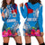 Personalised Samoa Coat Of Arms Hoodie Dress Tropical Flower Blue Polynesian Pattern LT03 - Polynesian Pride