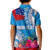 Personalised Samoa Coat Of Arms Kid Polo Shirt Tropical Flower Blue Polynesian Pattern LT03 - Polynesian Pride