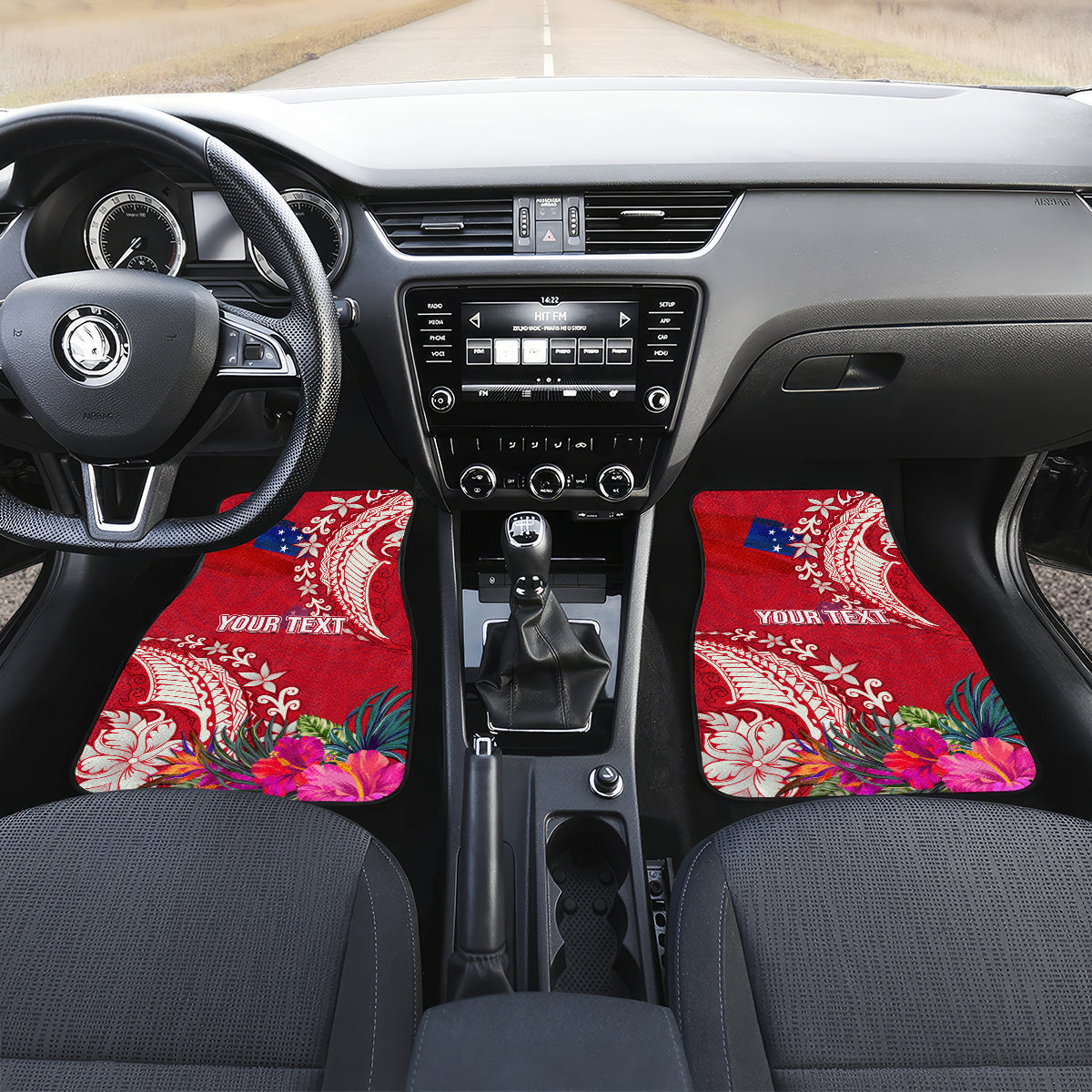 Personalised Samoa Coat Of Arms Car Mats Tropical Flower Red Polynesian Pattern LT03 - Polynesian Pride