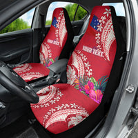 Personalised Samoa Coat Of Arms Car Seat Cover Tropical Flower Red Polynesian Pattern LT03 - Polynesian Pride