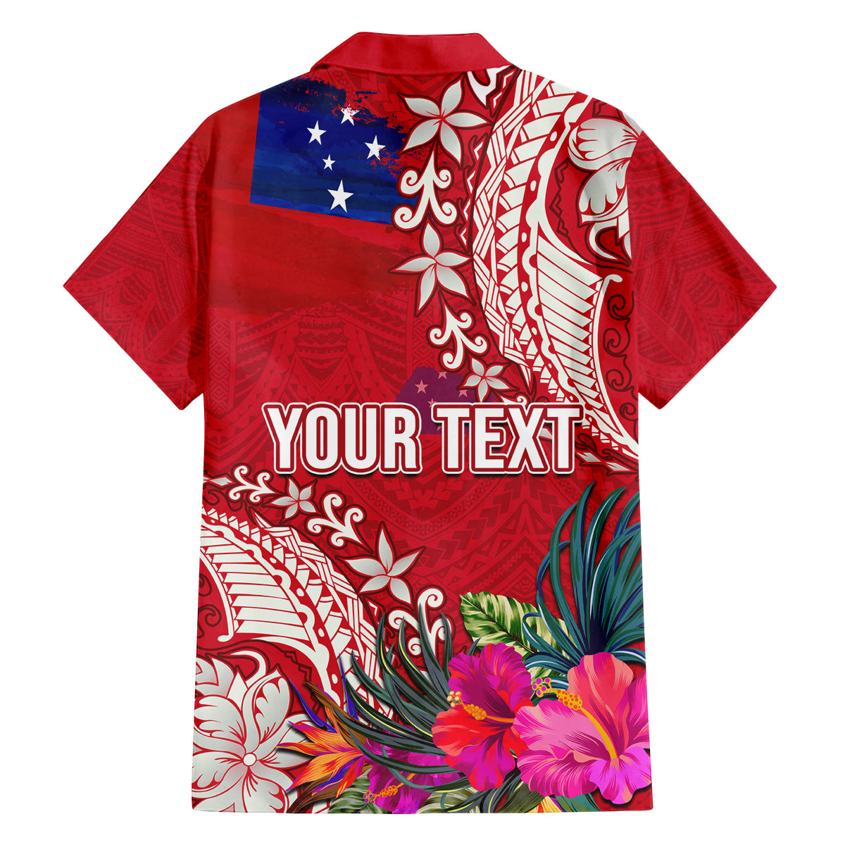 Personalised Samoa Coat Of Arms Family Matching Off Shoulder Long Sleeve Dress and Hawaiian Shirt Tropical Flower Red Polynesian Pattern LT03 - Polynesian Pride