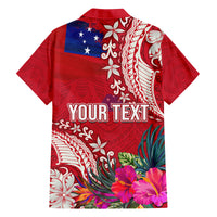 Personalised Samoa Coat Of Arms Family Matching Off Shoulder Long Sleeve Dress and Hawaiian Shirt Tropical Flower Red Polynesian Pattern LT03 - Polynesian Pride